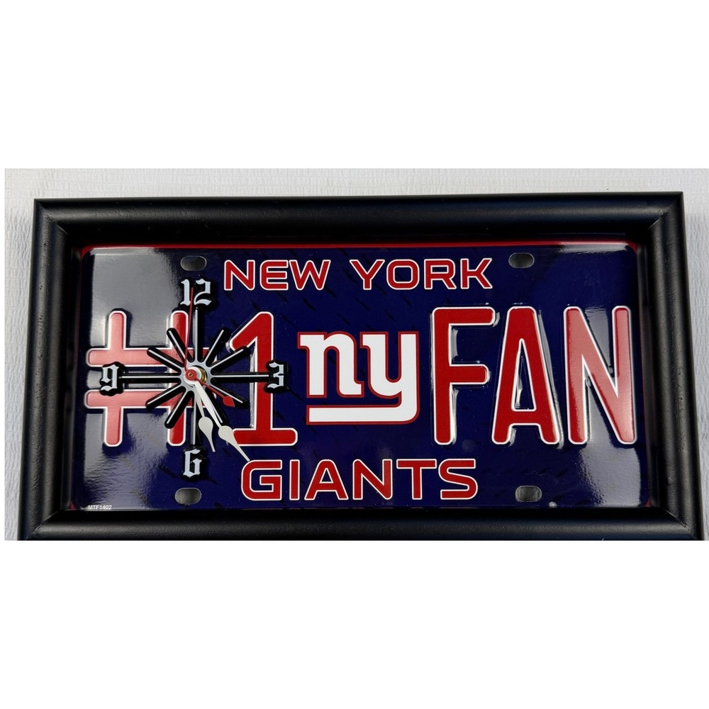 New York Giants NFL‎ License Plate Clock Wall Decor Fan Gift Big Blue Man Cave